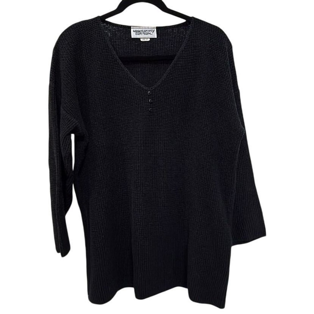 Vintage Absolutely‎ Cotton USA Black Chunky Knit Sweater One Size 100% Cotton